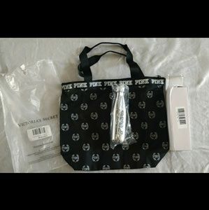 NEW Black Pink Logo Crest Bag w/stainless bottle